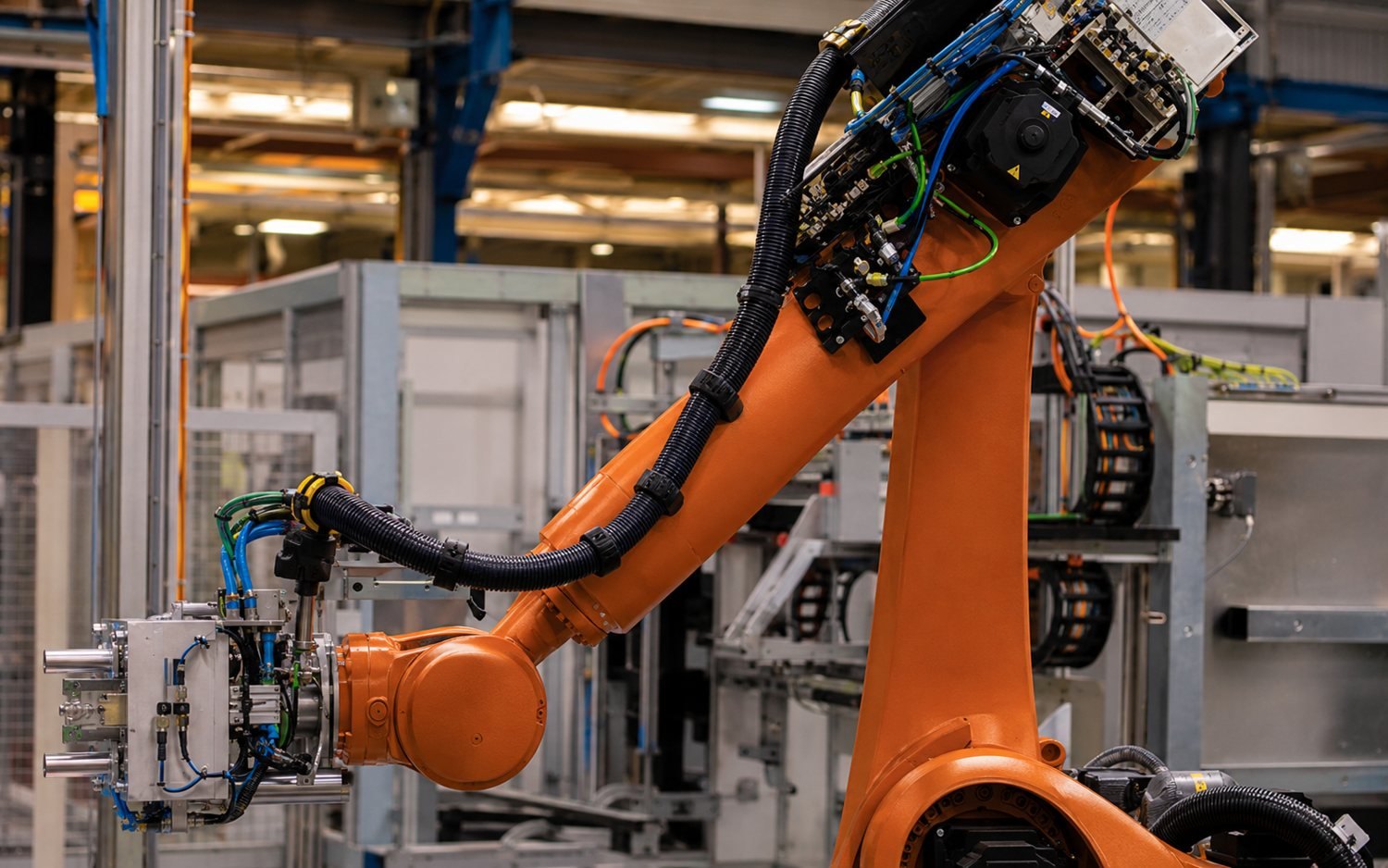 Robot dresspack routed along the forearm to the tool